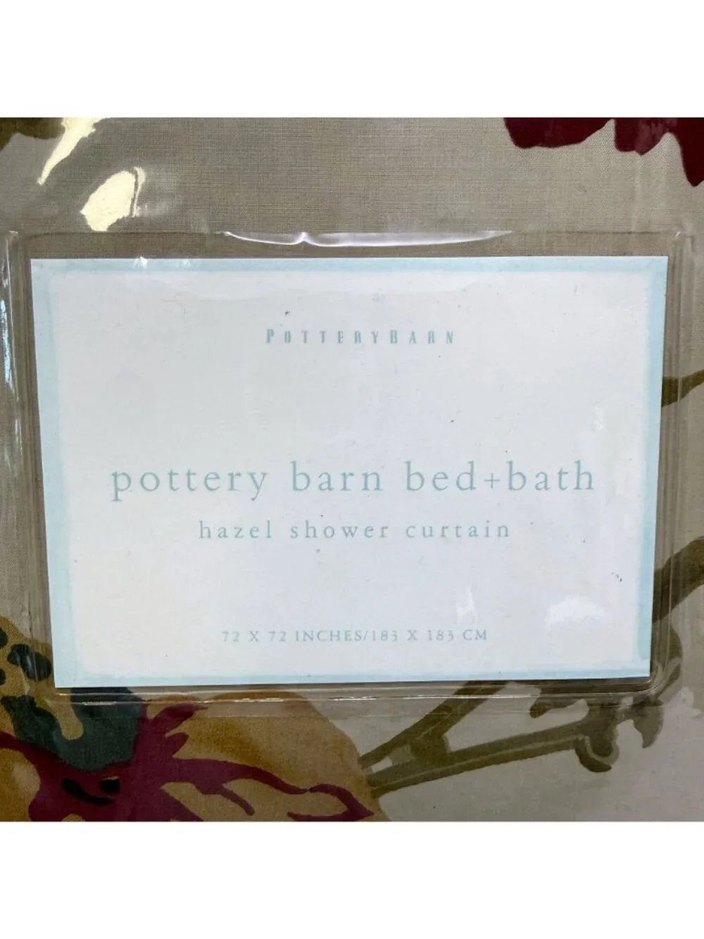 Pottery Barn Shower Curtain Hazel Floral 100% Cotton Tan Pink NEW